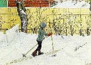 Carl Larsson falugarden-esbjorn pa skidor oil painting